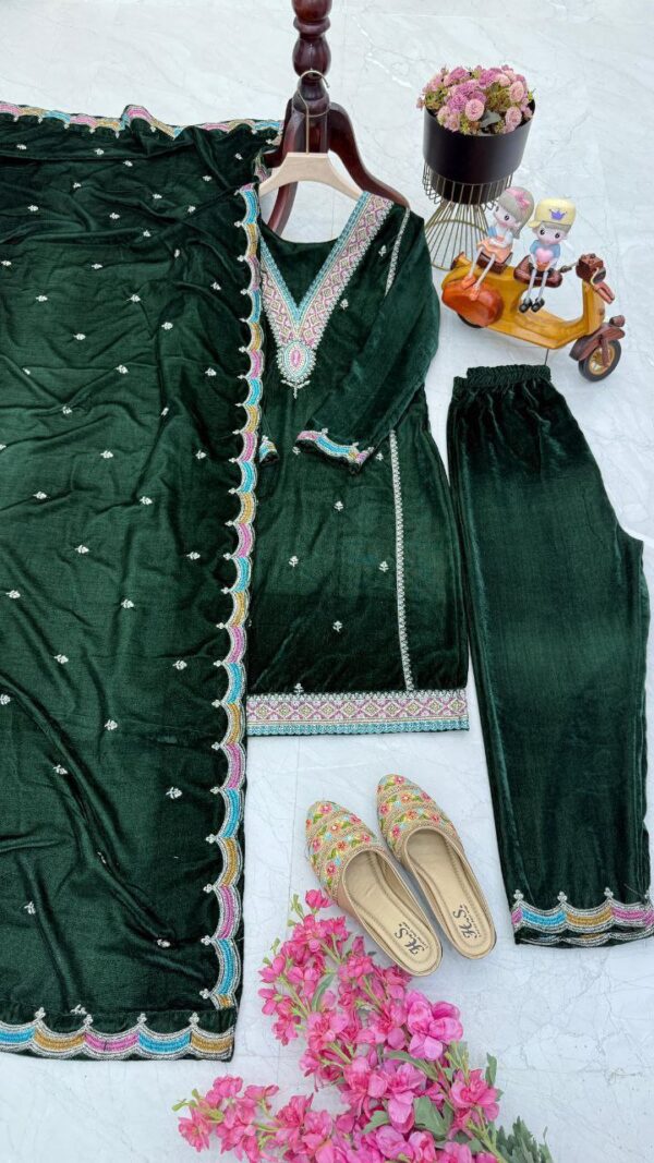 premium festive wear dress with pant and dupatta in 2 classy colors - Image 8