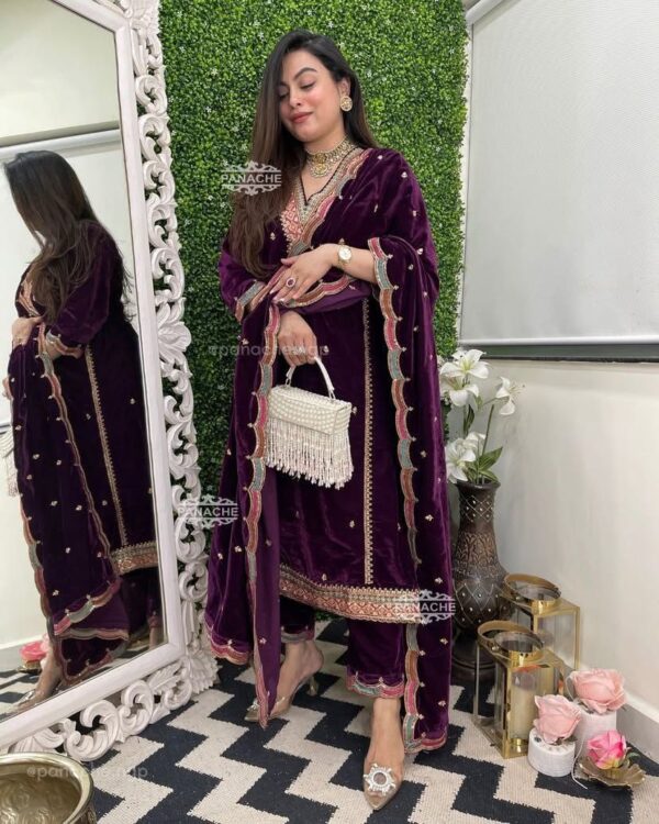 premium festive wear dress with pant and dupatta in 2 classy colors - Image 6
