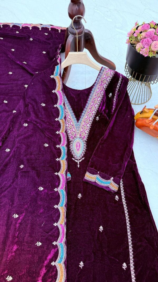 premium festive wear dress with pant and dupatta in 2 classy colors - Image 4