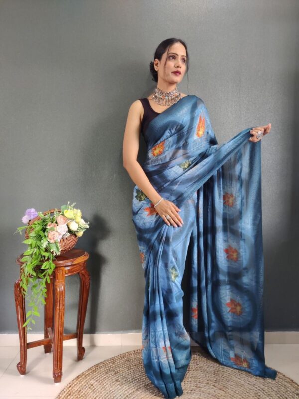 women daily wear soft georgette saree in 3 colors - Image 4