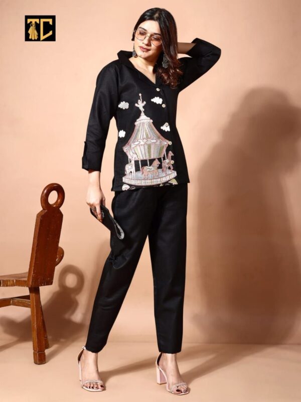 women regular fit embroidered co-ord set in 4 colors