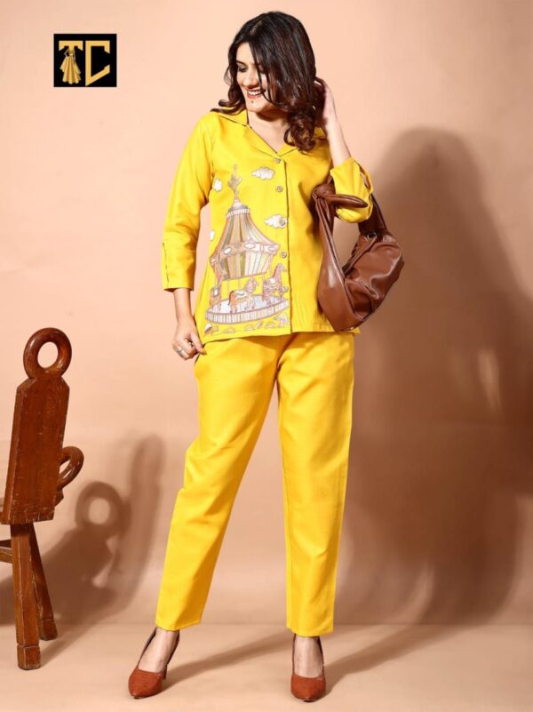 women regular fit embroidered co-ord set in 4 colors - Image 6