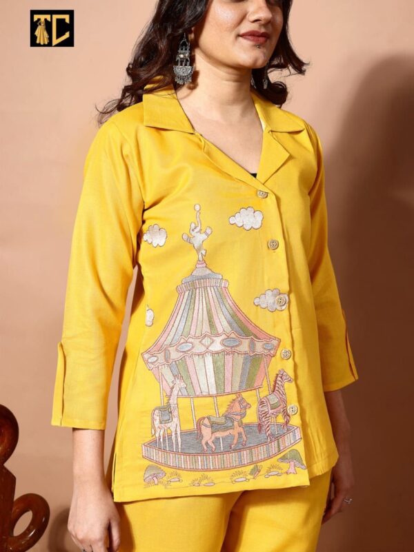 women regular fit embroidered co-ord set in 4 colors - Image 5