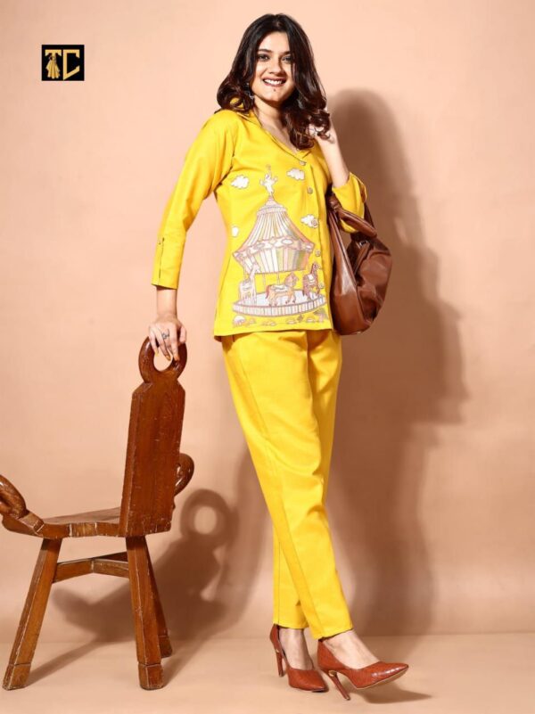 women regular fit embroidered co-ord set in 4 colors - Image 4