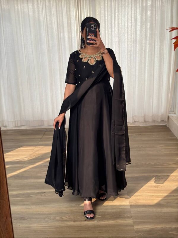 festive long premium gown with dupatta - Image 11