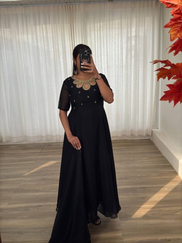 festive long premium gown with dupatta - Image 9