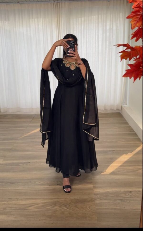 festive long premium gown with dupatta - Image 10