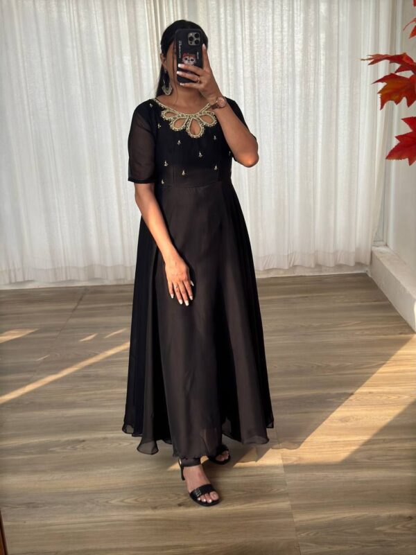 festive long premium gown with dupatta - Image 8