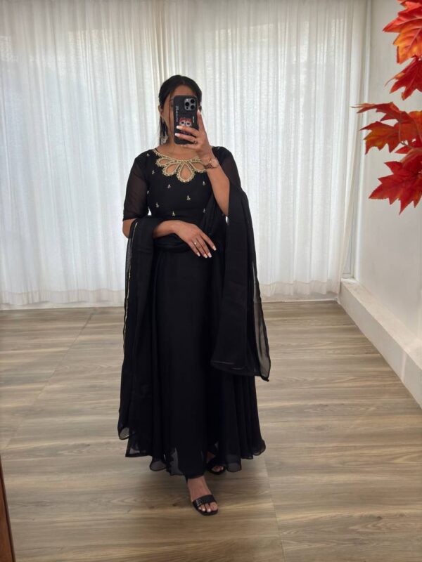 festive long premium gown with dupatta - Image 7