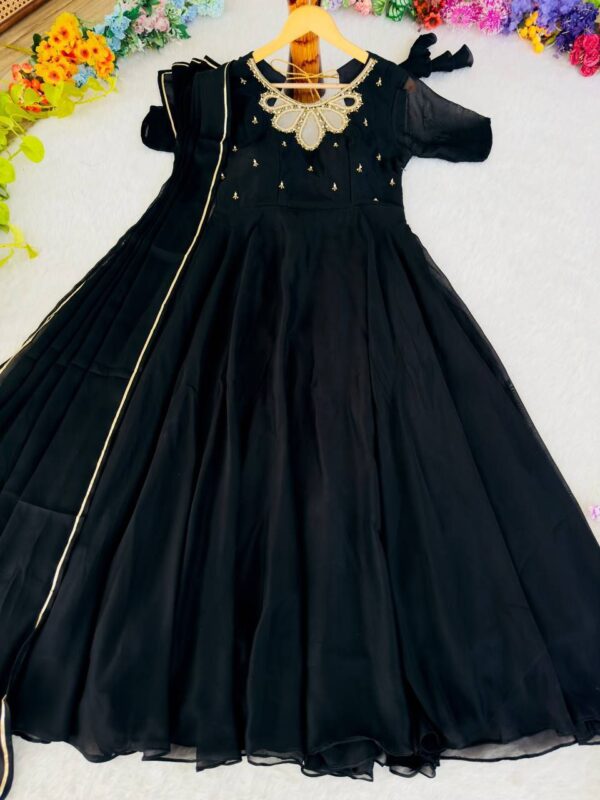 festive long premium gown with dupatta - Image 6