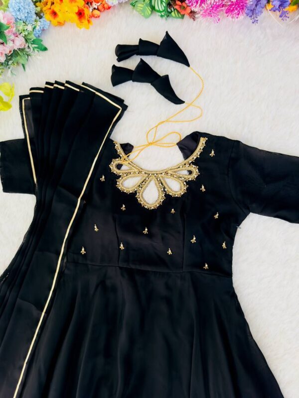 festive long premium gown with dupatta - Image 5