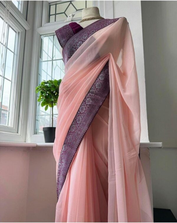 women daily wear soft georgette saree in 14 colors - Image 9