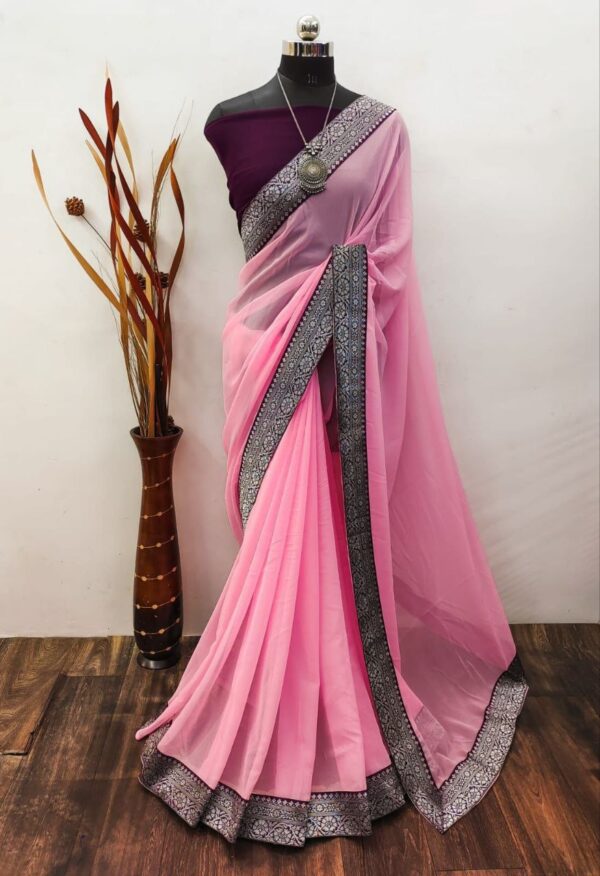 women daily wear soft georgette saree in 14 colors - Image 11