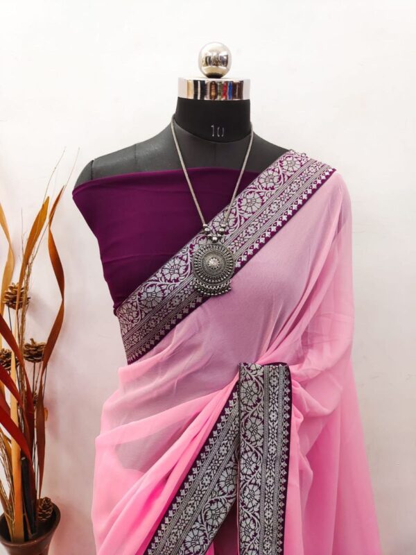 women daily wear soft georgette saree in 14 colors - Image 8