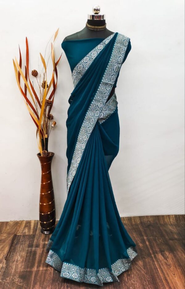 women daily wear soft georgette saree in 14 colors - Image 12