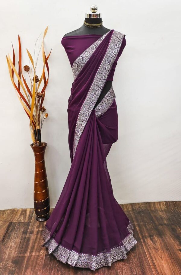 women daily wear soft georgette saree in 14 colors - Image 7