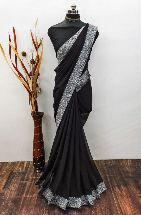 women daily wear soft georgette saree in 14 colors - Image 2
