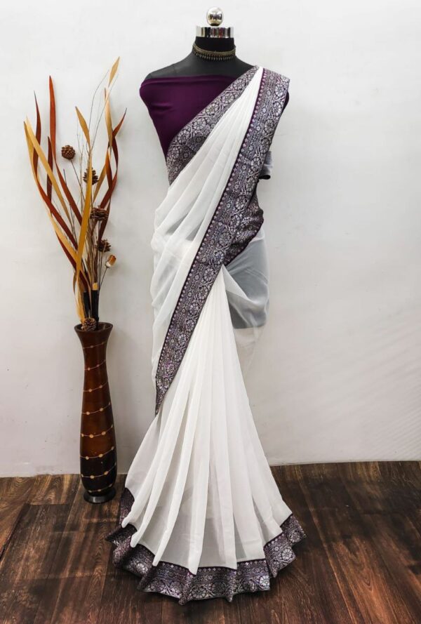 women daily wear soft georgette saree in 14 colors - Image 16