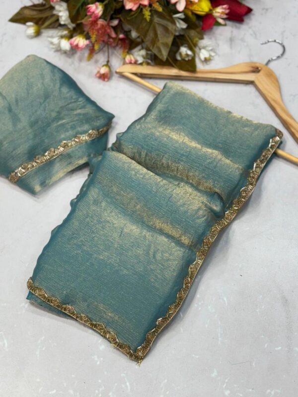 womens premium fendy chiffon saree - Image 5