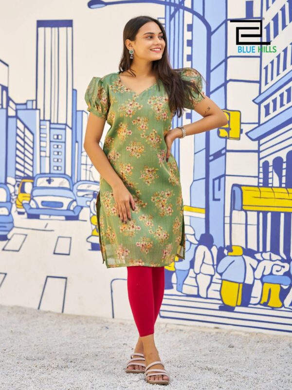 womens printed silk half sleeve kurtis in 9 colors - Image 2