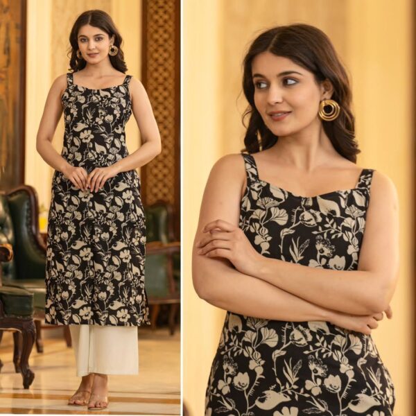 womens printed cotton sleeveless kurtis in 7 colors - Image 7