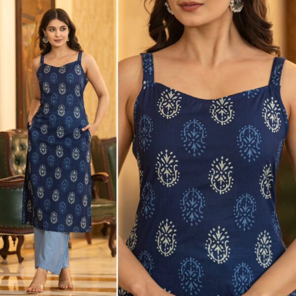 womens printed cotton sleeveless kurtis in 7 colors - Image 5