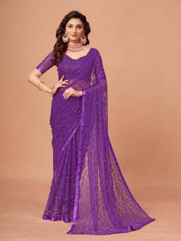 Womens Regular Fit Solid Sarees In 14 Colors - Image 12