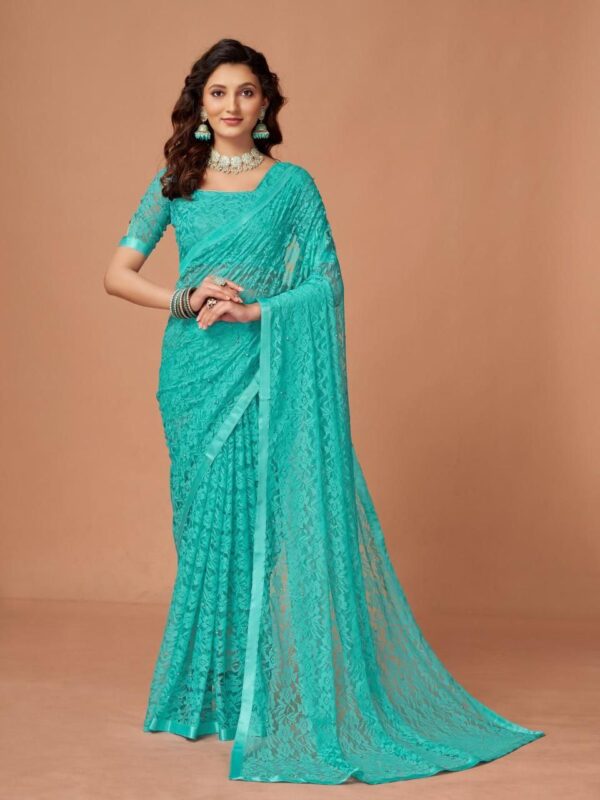 Womens Regular Fit Solid Sarees In 14 Colors - Image 2