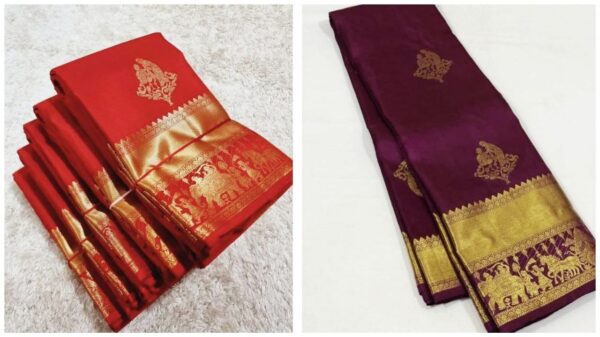 womens premium silk banarasi saree in 2 bold colors - Image 10