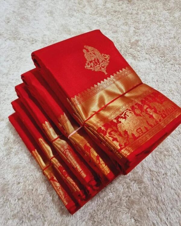 womens premium silk banarasi saree in 2 bold colors - Image 9