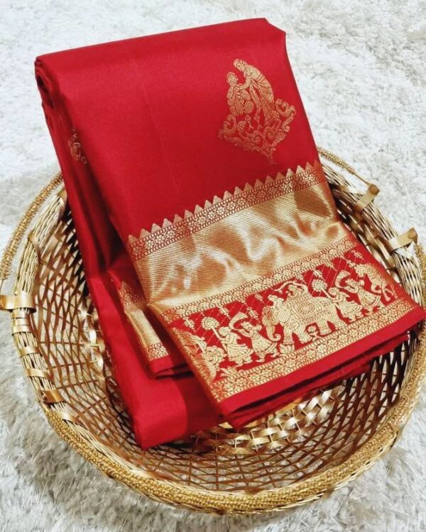 womens premium silk banarasi saree in 2 bold colors - Image 7