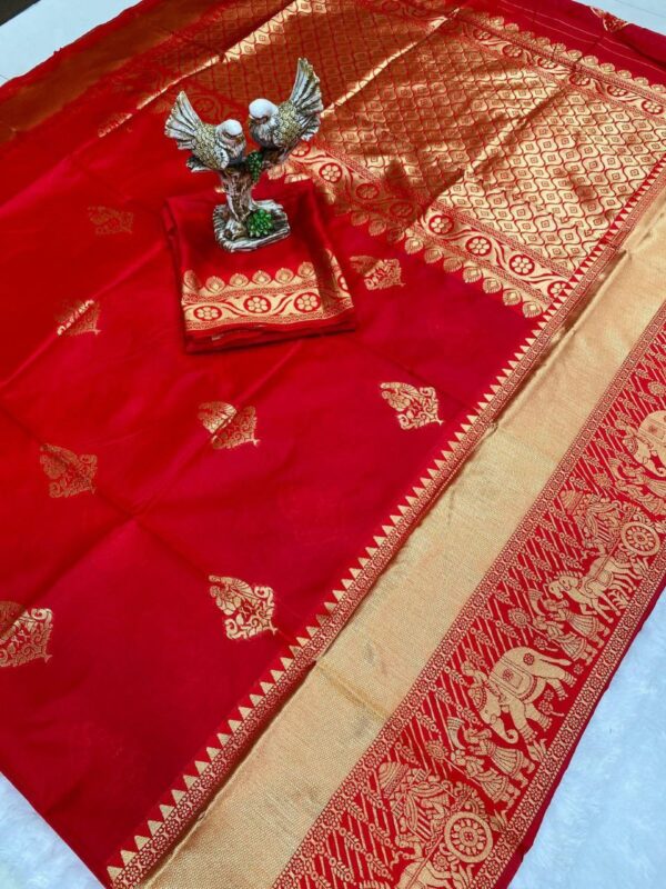 womens premium silk banarasi saree in 2 bold colors - Image 5