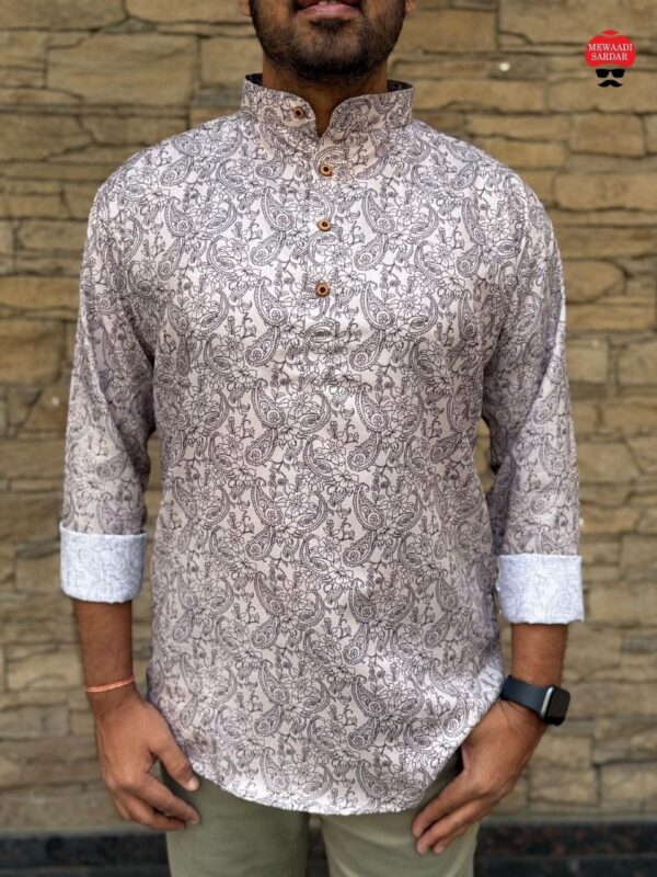 mens festive full sleeve short printed kurtas in bold colors - Image 6