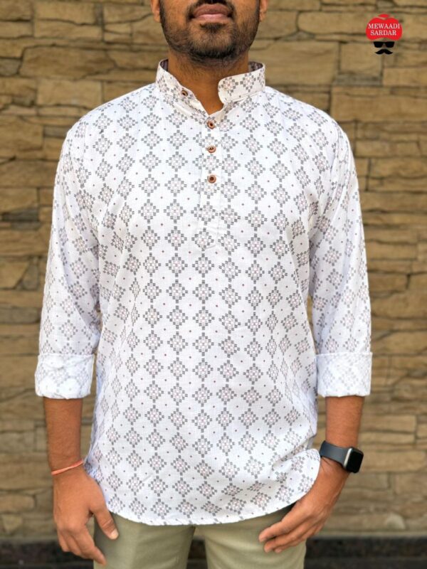 mens festive full sleeve short printed kurtas in bold colors - Image 7