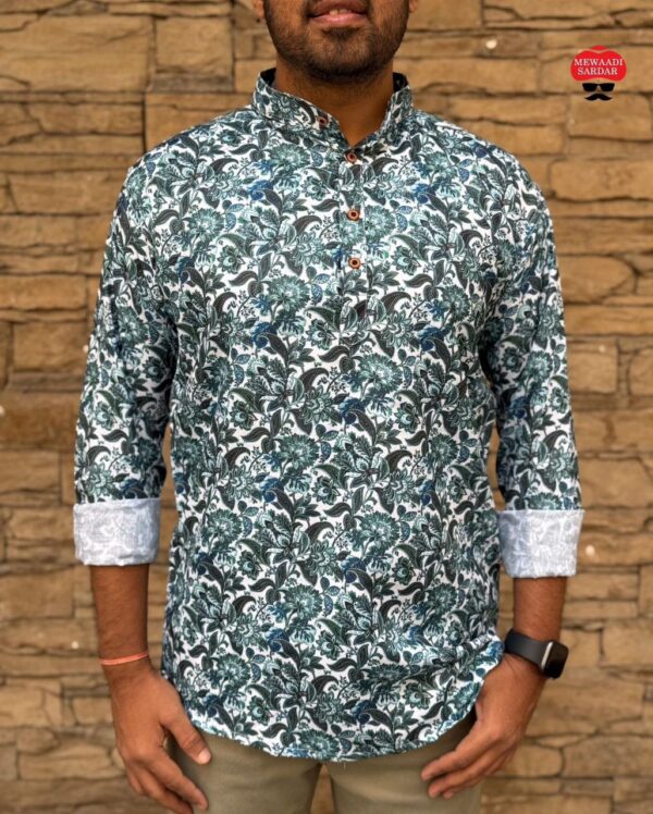 mens festive full sleeve short printed kurtas in bold colors - Image 8