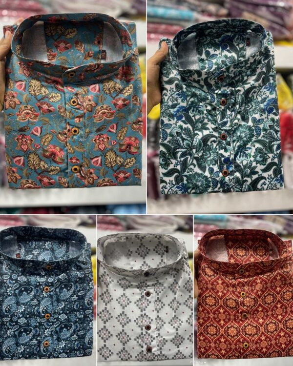 mens festive full sleeve short printed kurtas in bold colors - Image 11